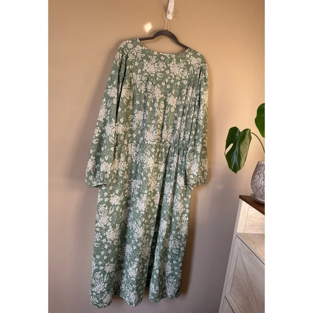 Summersalt The Cinched Waist Caftan Dress Size 1XL Vintage Floral in Ivy